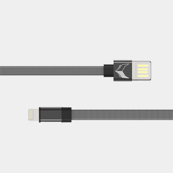 VoxForth's grey 1metre dual-sided braided Lightning cable.